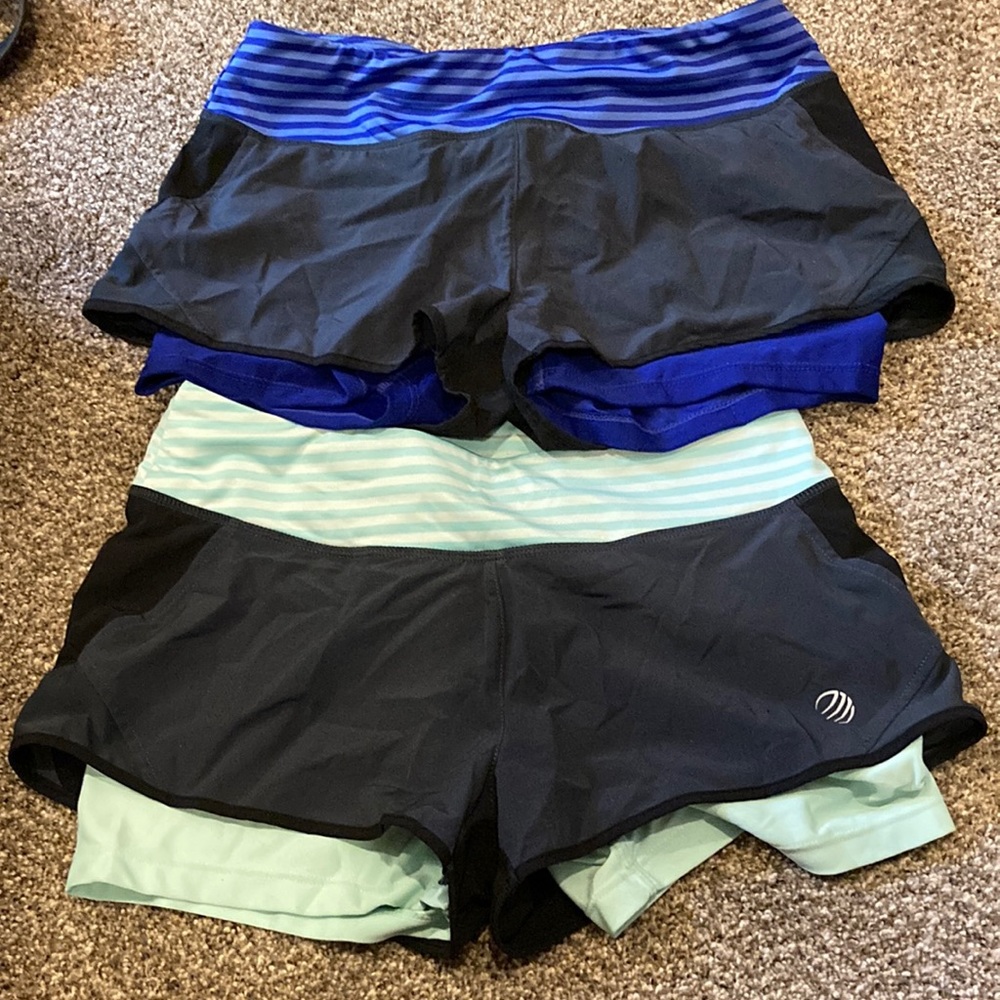 Mpg active shorts set of 2 blue and teal size small